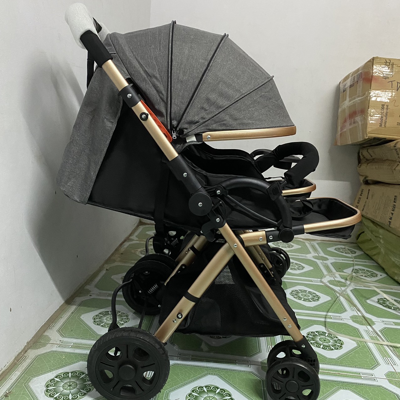Xe đẩy đôi cao cấp 2 chiều gấp gọn siêu đẹp cho bé