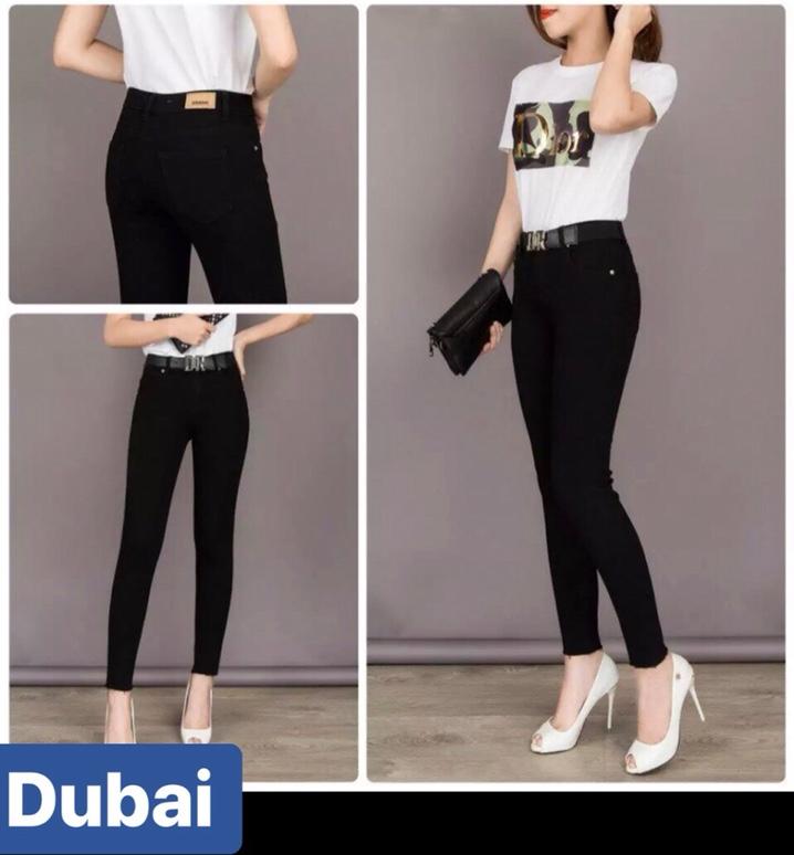 QUẦN JEAN NỮ CHẤT BÒ ĐEN TRƠN LƯNG CAO NÂNG MÔNG HÀN QUỐC DB-199 CAO CẤP - DUBAI FASHION