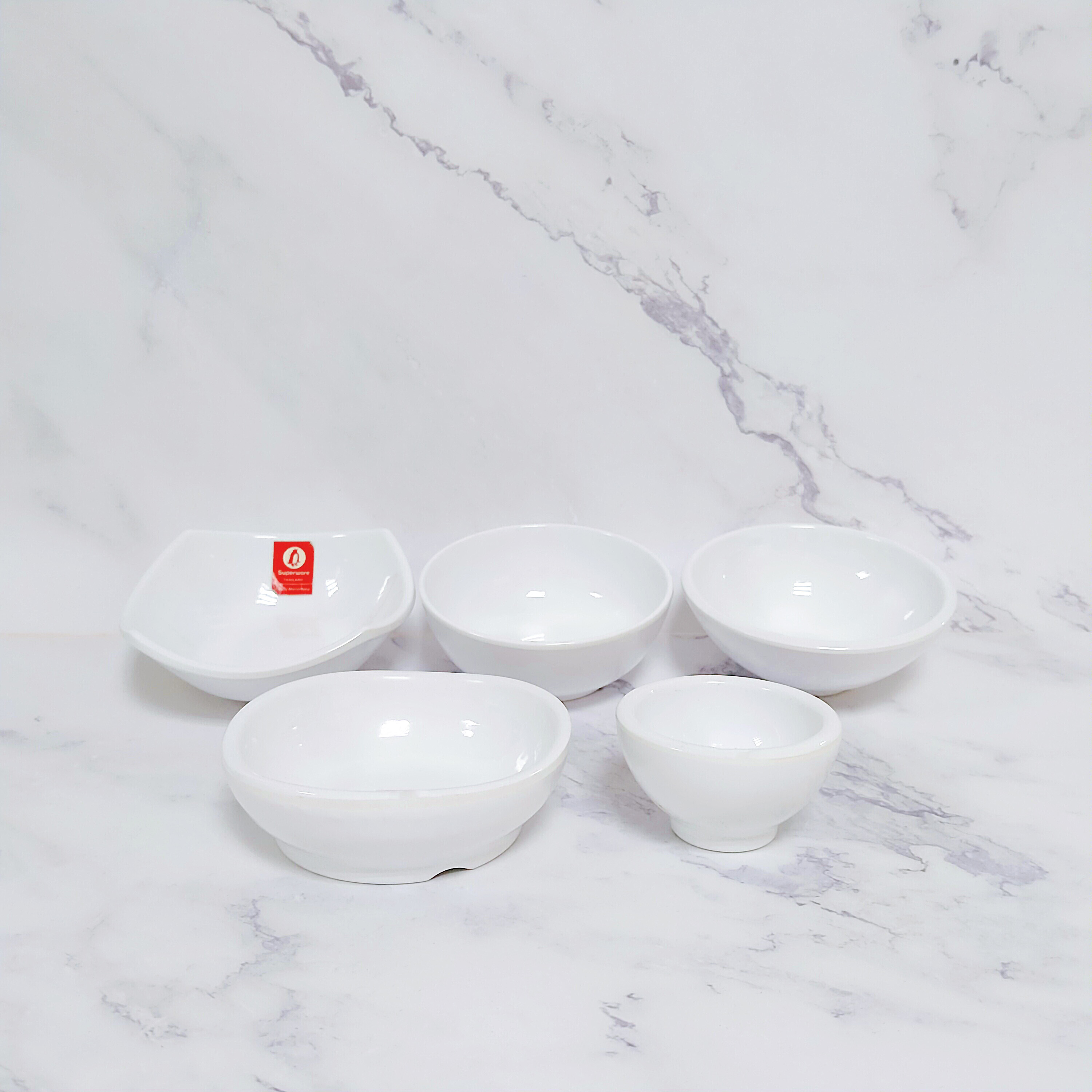 Bộ chén đĩa chấm Superware Nhựa phíp 100% melamine Trắng