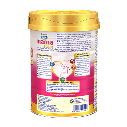 Hộp Sữa bột dành cho bà bầu Vinamilk Dielac Mama Gold- Hộp thiếc 900g Hương Vani (Sữa tốt - Mẹ khỏe bé thông minh)