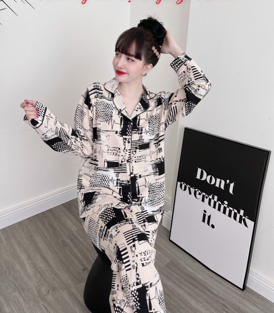 Đồ bộ nữ bigsize quần dài tay dài mặc nhà chất lụa mango mặc  mùa hè mềm mát