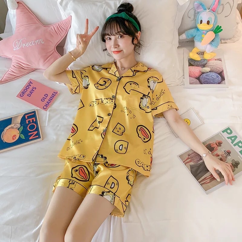 🌸 1️⃣ [QUÀ TẶNG] [CÓ SẴN] [SALE] [BIGSIZE] [FREESHIP] Bộ lụa pyjama cổ bẻ mặc nhà siêu xinh, mát