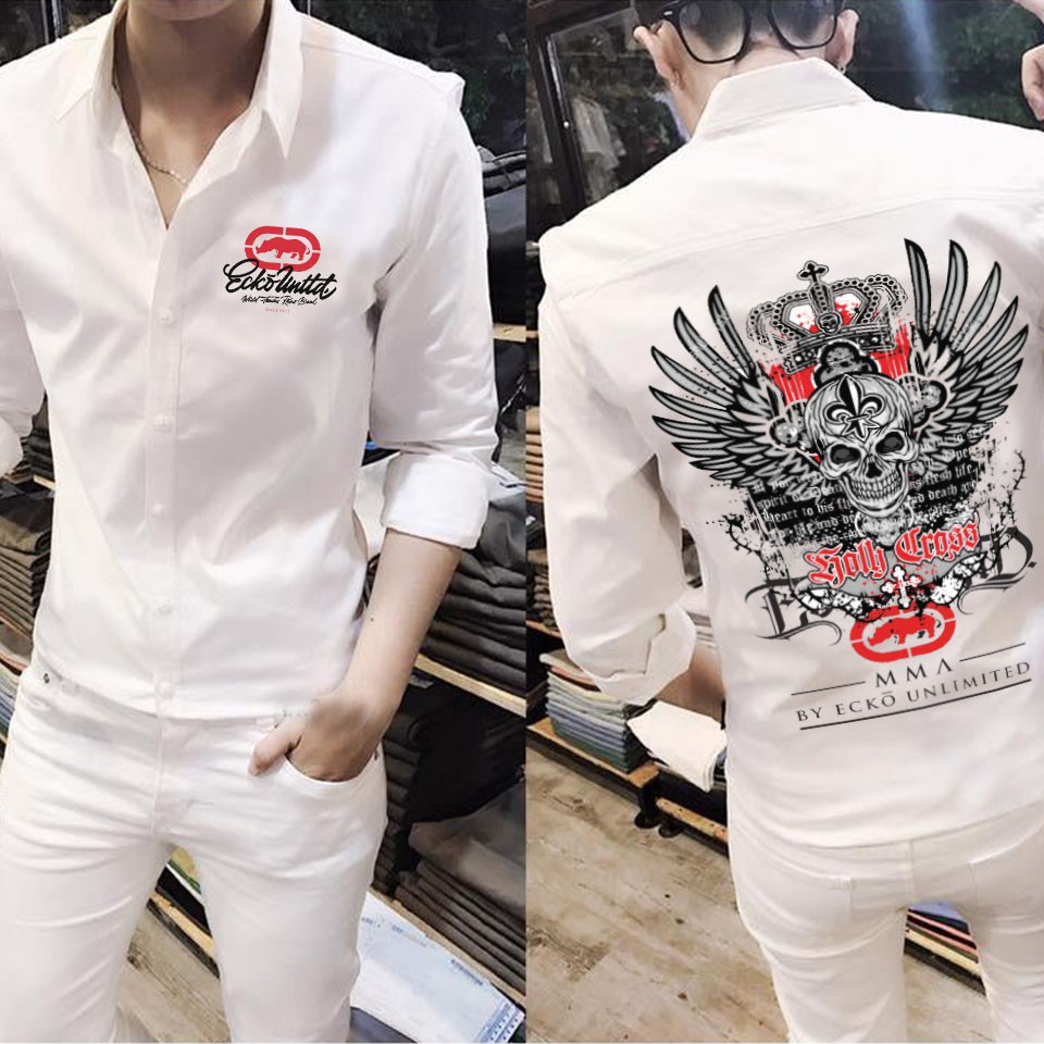 Áo sơ mi nam tay dài ecko skull cao cấp | hàng form chuẩn sm278