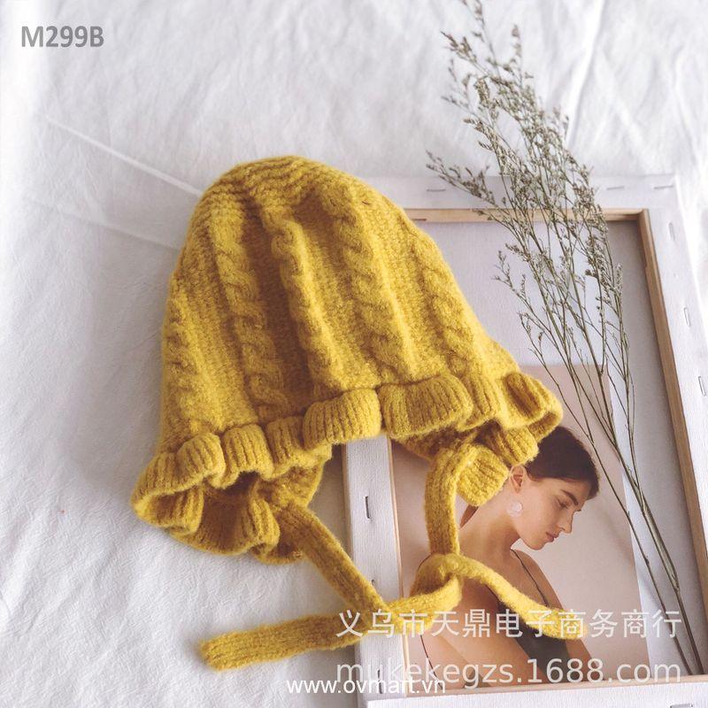 Mũ len bèo dây buộc dễ thương cho bé gái