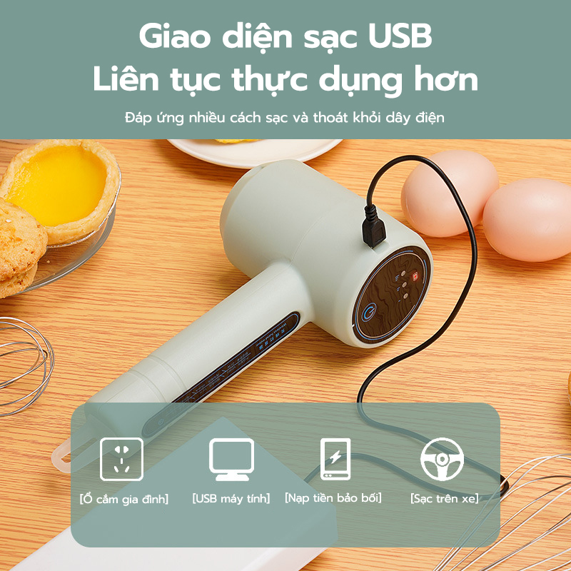 Máy trộn tay không dây Máy đánh trứng điện