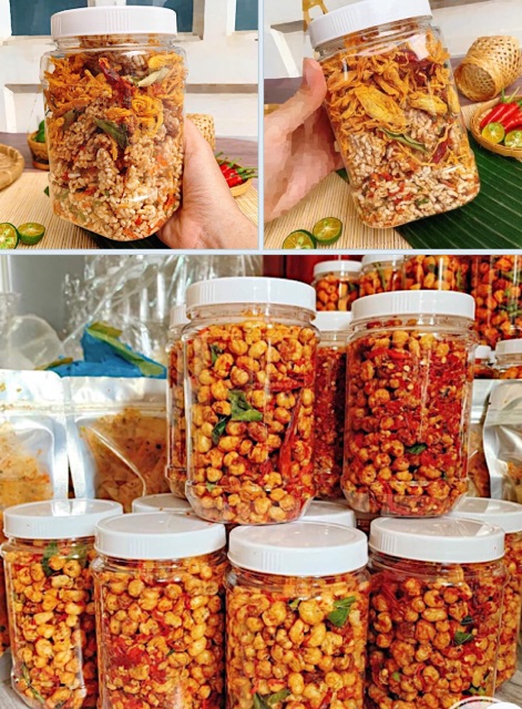 Combo Bắp rim sate mix khô bò lá chanh + cơm cháy tép khô gà lá chanh siêu ngon