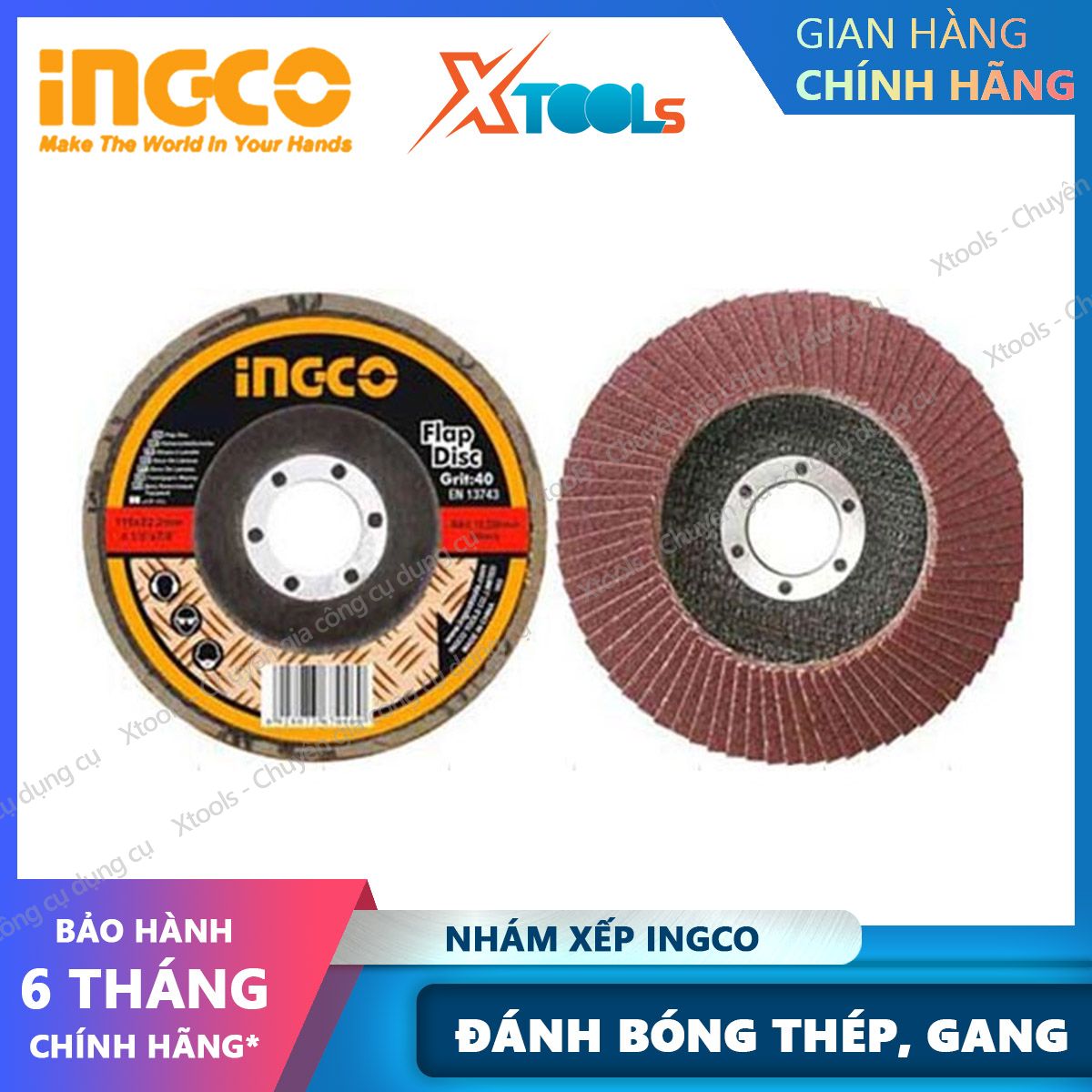 Ingco fd758 P60 burnished abrasive composite disc polishing steel, cast iron and steel plate. Impact resistant, heat resistant paper card packaging