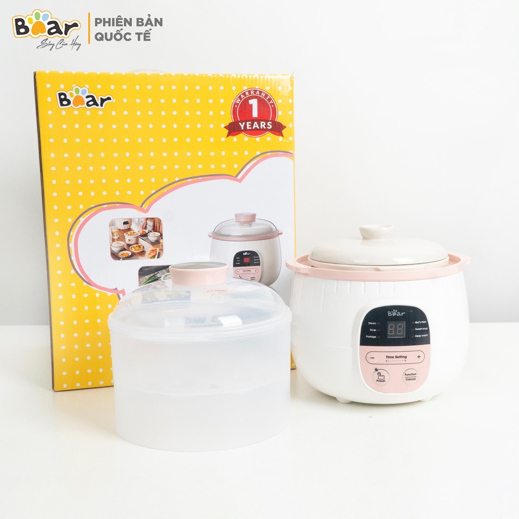 [CÓ LỒNG HẤP] Nồi Nấu Cháo Đa Năng Cho Bé BEAR 0,8l [có thể vừa nấu cháo vừa hấp củ quả]