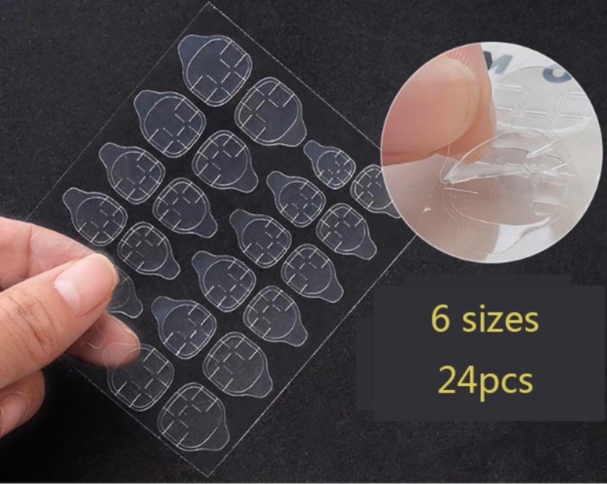 Set 24 Miếng dán silicon, dán móng tay siêu chắc chắn,tiện lợi