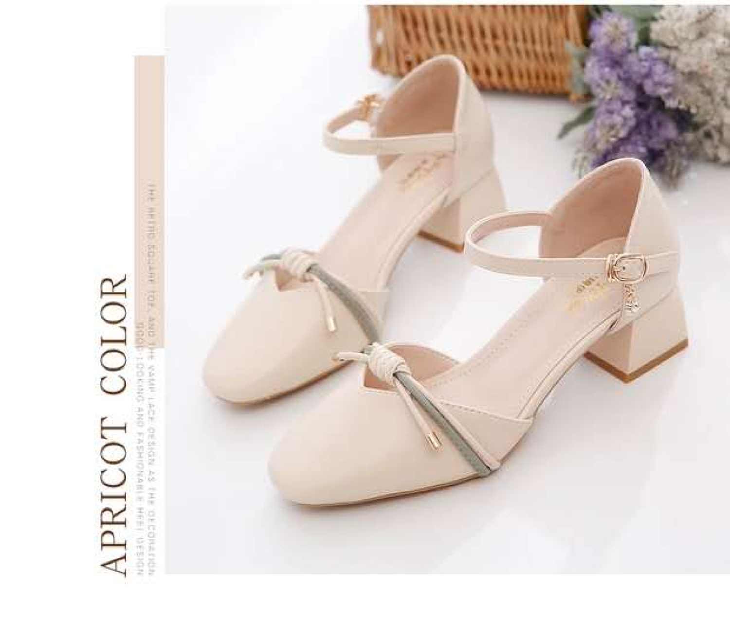 Giày Cao Gót 5P Sandal Nữ Gót Thô Bít Mũi
