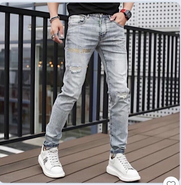 Quần Jean Nam Phối Rách Cực Chất Thời Trang Cao Cấp Mẫu Hot MoonA QJN115