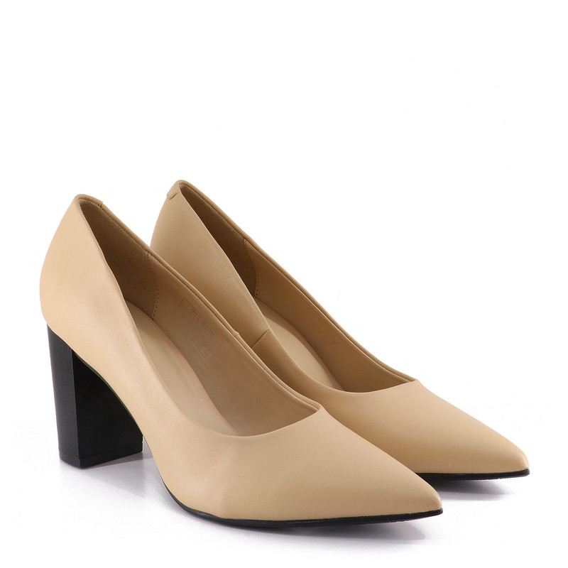 Giày Gót Vuông Nữ 8Cm Màu Be Bata 711-8128