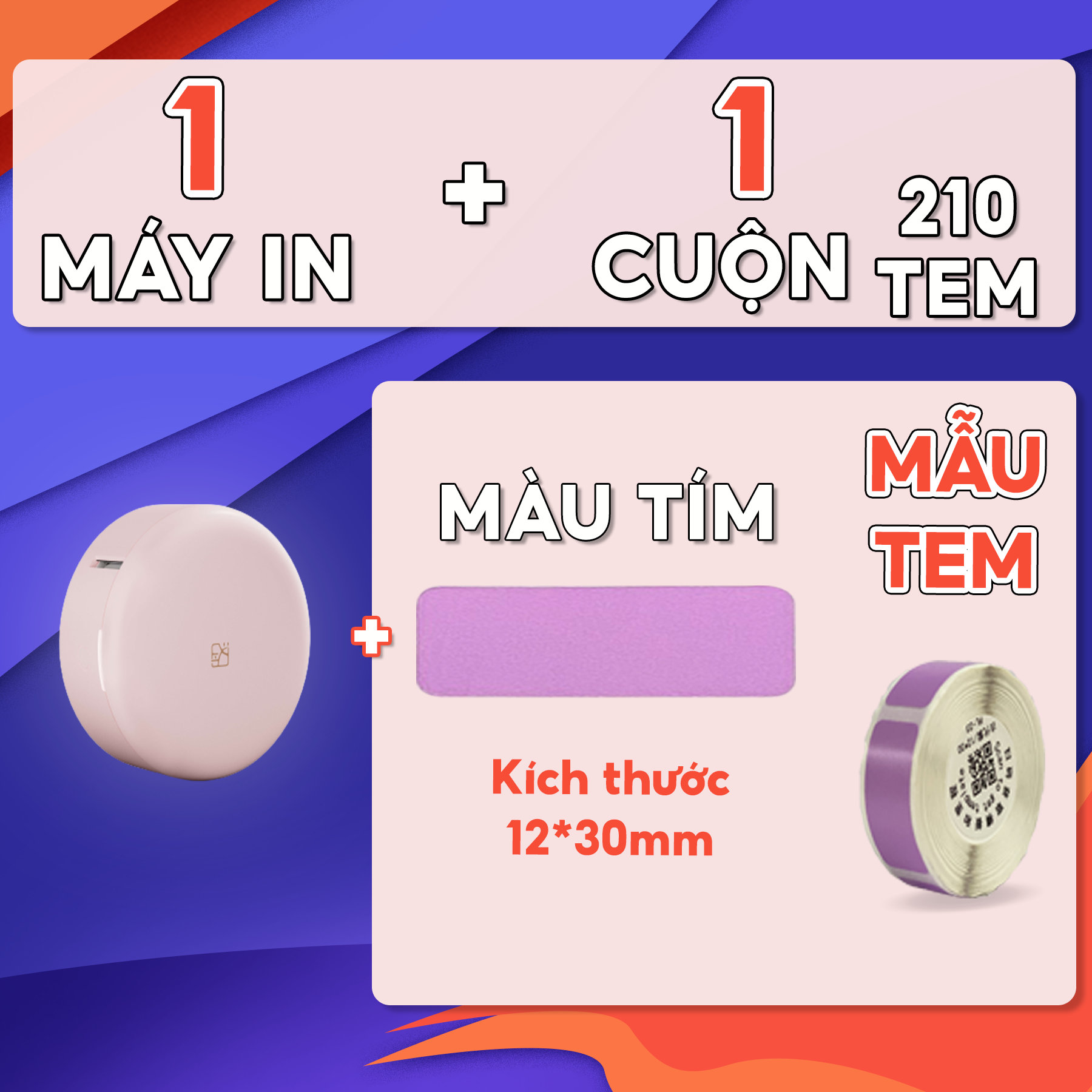 Máy in tem nhãn Shoptida H11 kết nối bluetooth, thiết kế hình hộp phấn hồng nhỏ gọn có kèm tem nhãn bảo hành 12 tháng
