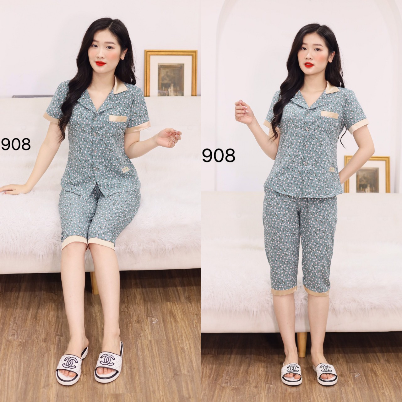 Quần áo mặc nhà,đồ bộ  nữ chất lụa thái mềm mát