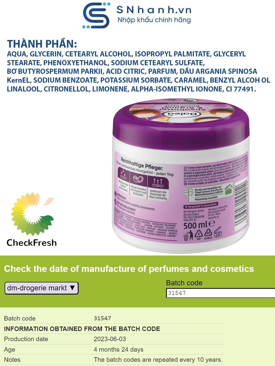 Kem dưỡng thể Balea Bodycreme, 500ml