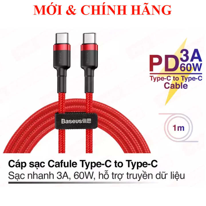 Cáp sạc nhanh PD 60W Baseus cổng Type-C 1m