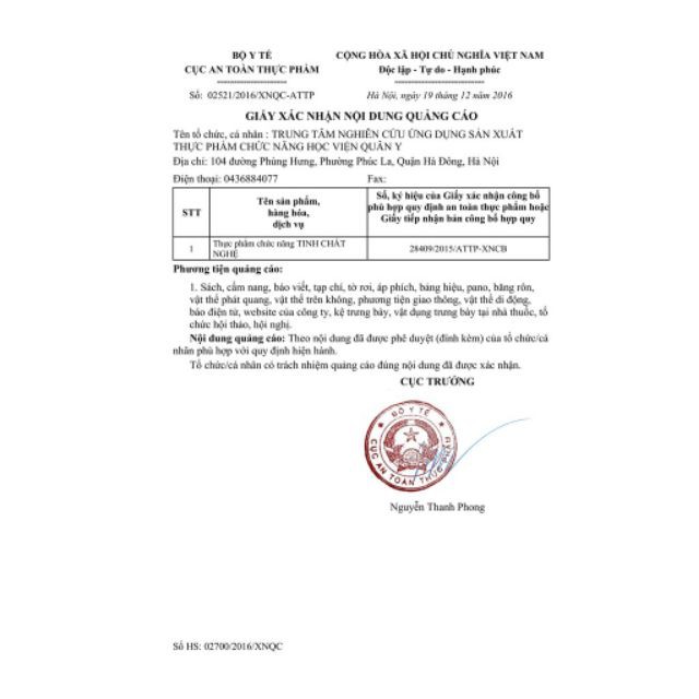 Tinh Chất Nghệ Học Viện Quân Y