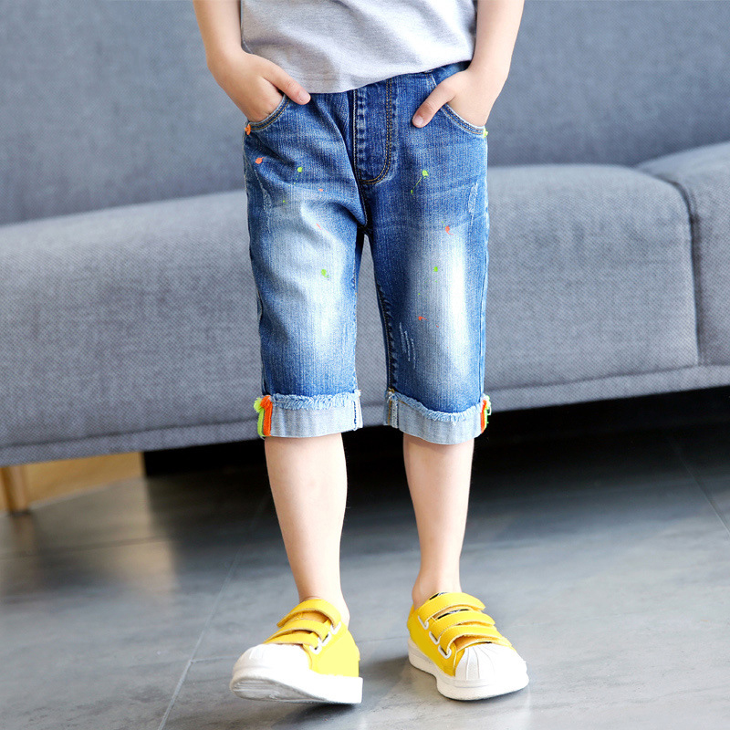 Quần áo bé trai 5-12 tuổi Quần jean Quần short Quần denim Quần mùa hè Quần thun co giãn Đầm trẻ em Quần áo
