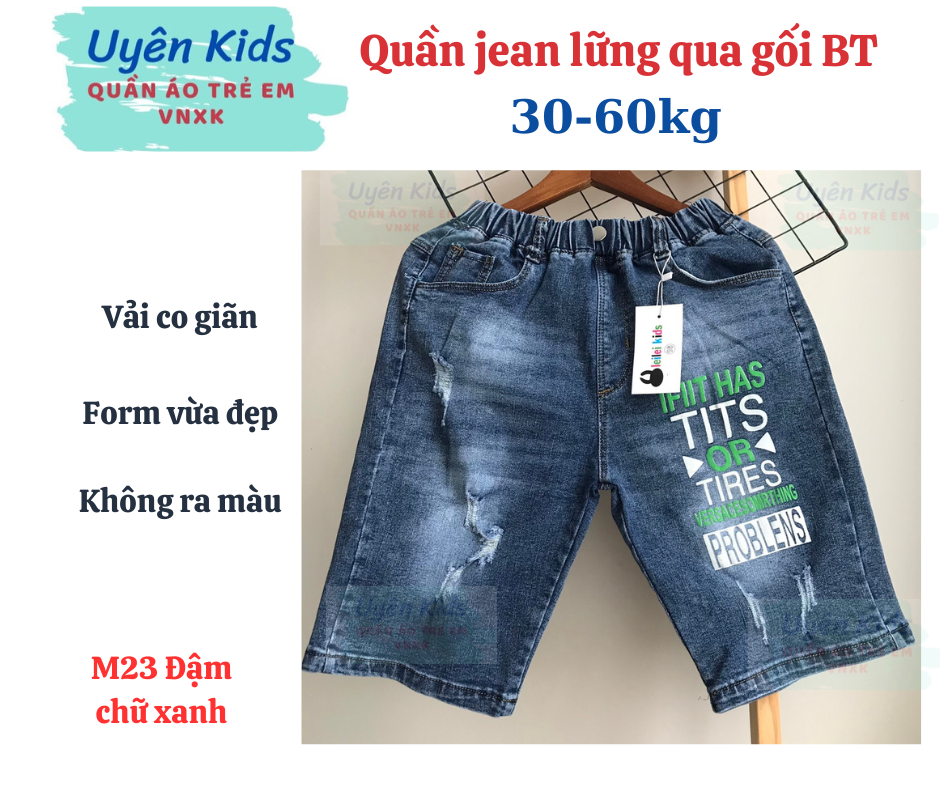 (30-60kg) Quần short Jean cao cấp hiệu LeiLei mẫu sành điệu cho bé 30-60kg