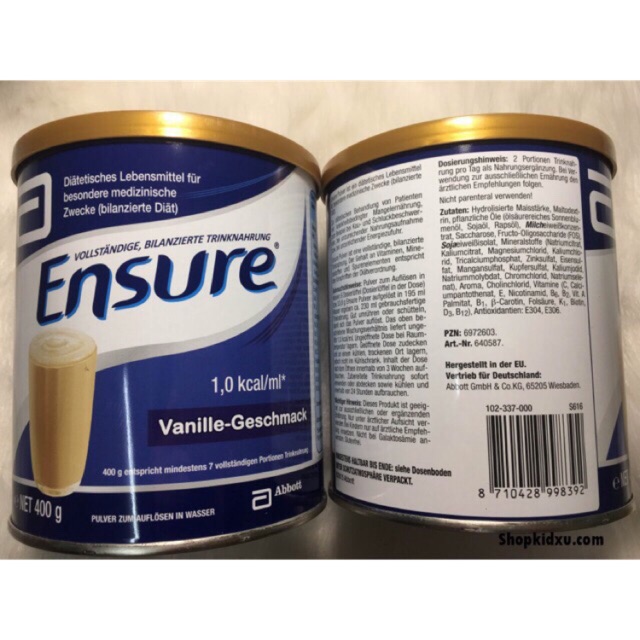Sữa Bột Abbott Ensure Đức - Hộp 400gr