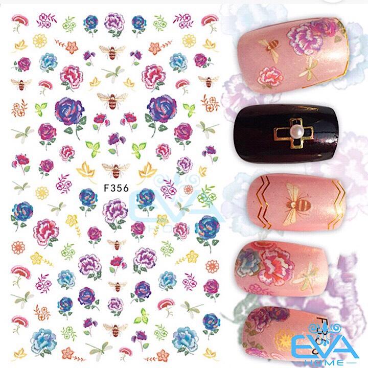 [HCM]Miếng Dán Móng Tay 3D Nail Sticker Tráng Trí Hoạ Tiết Bông Hoa F356