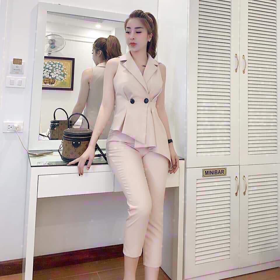 [HCM]Sét vest nữ 3 món (áo vest+ áo ống+quần dài)