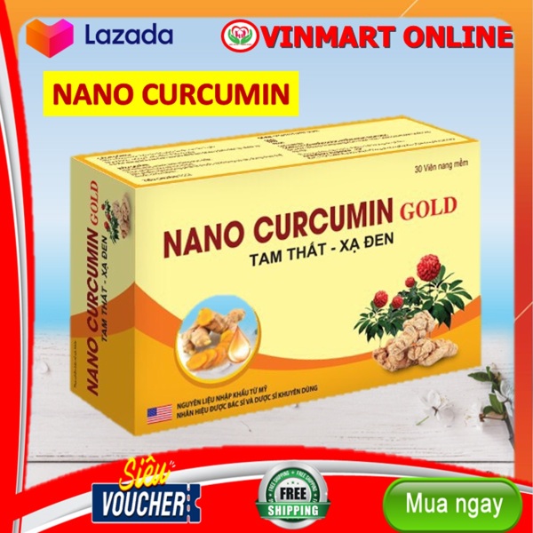 Viên tinh nghệ Nano Curcumin Gold Tam Thất Xạ Đen - Hộp 30 viên giảm viêm loét dạ dày, tá tràng, ung bướu cao cấp