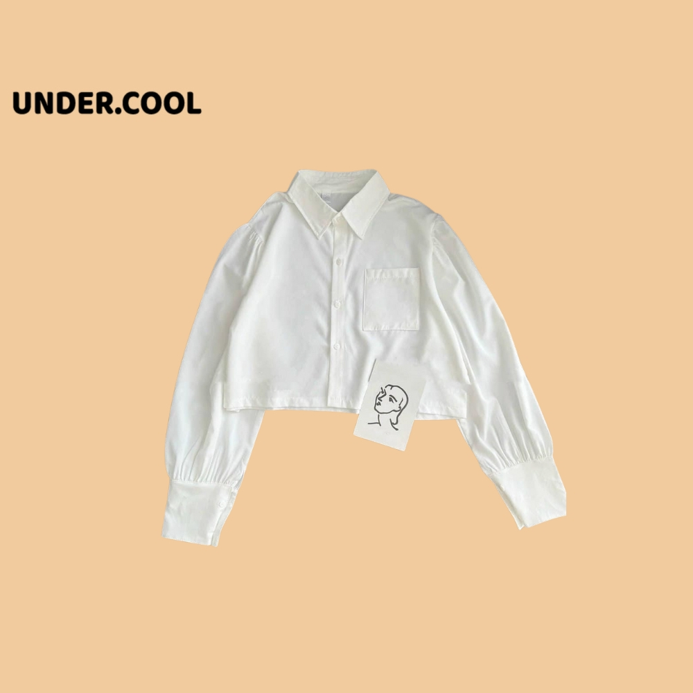 Áo Croptop Sơ Mi Trắng Dài Tay UNDERCOOL, Dáng Basic dễ phối đồ
