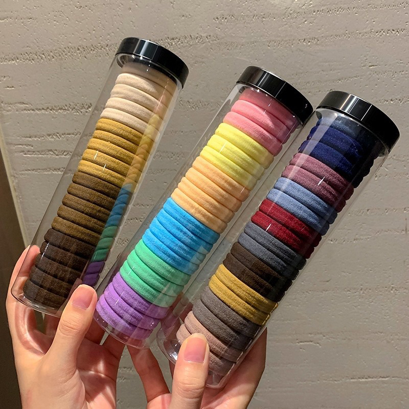 Set dây buộc tóc 20 cái xinh xắn nhiều màu sắc giá rẻ, Hộp 20 dây cột tóc nữ màu trơn trẻ trung năng động cho nhiều dịp