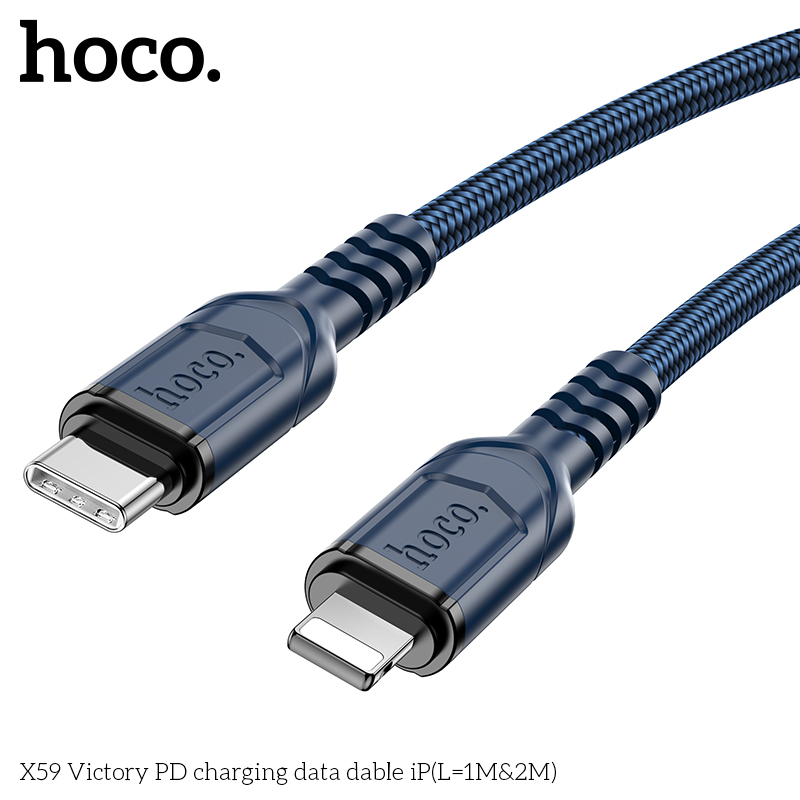 Cáp sạc dây dù Hoco X59 TypeC to TypeC 60W / TypeC to Lightning 20W dài 1M (Màu Random) - Nhất Tín Computer