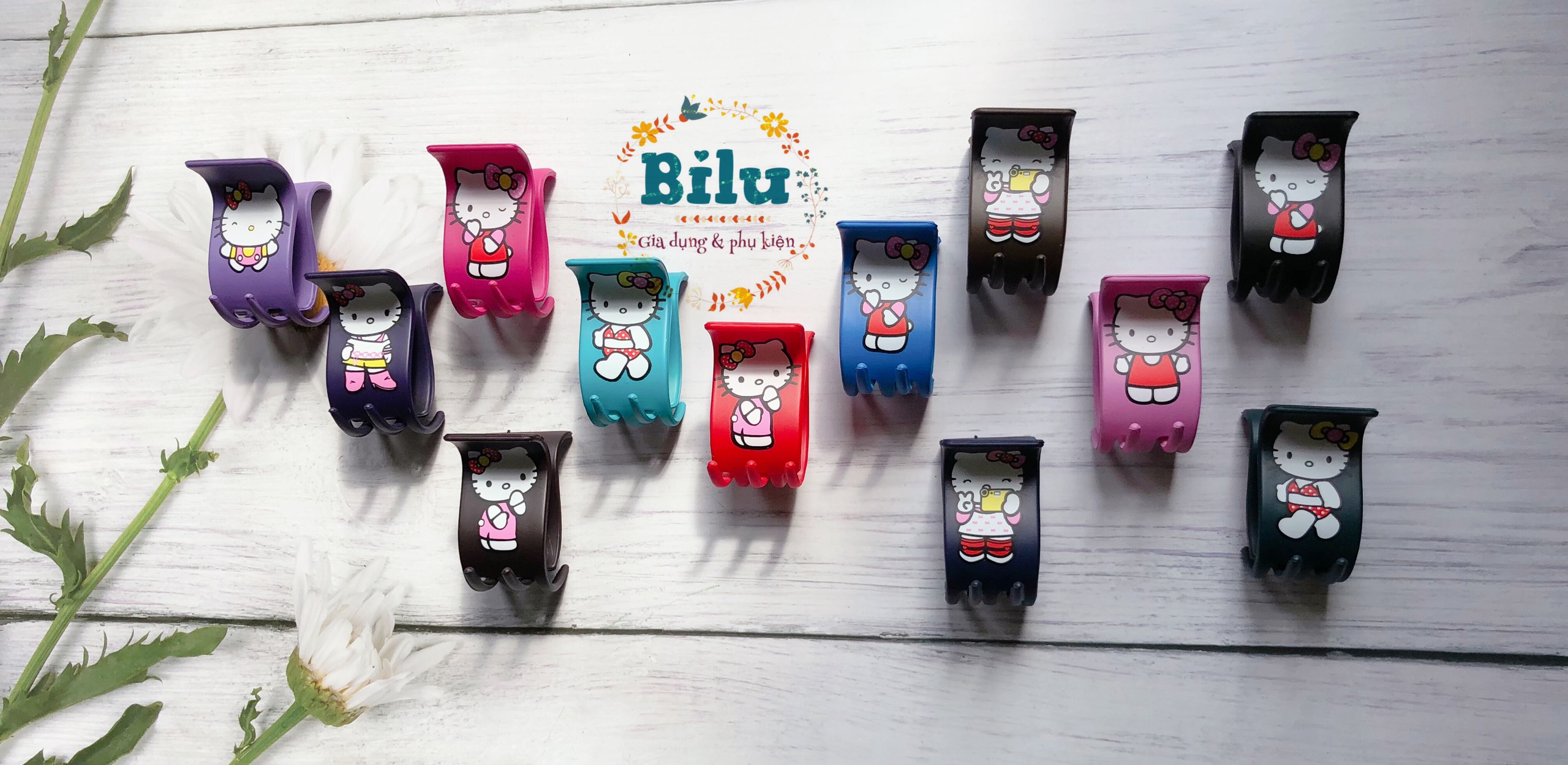 [HCM]KẸP TÓC CÀNG CUA 5 RĂNG HÌNH MÈO KITTY NHIỀU MÀU