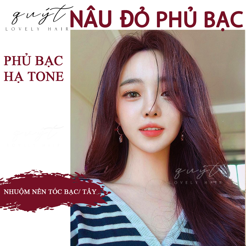 Kem nhuộm tóc nâu đỏ phủ bạc - tặng oxy