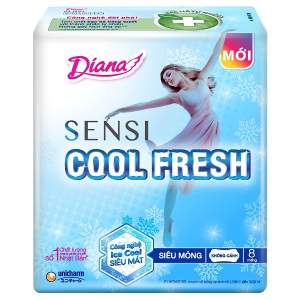 Băng vệ sinh Diana Sensi Cool Fresh siêu mỏng gói 8 Miếng -  cam kết hàng đúng mô tả sản xuất theo công nghệ hiện đại an toàn cho người sử dụng giá rẻ
