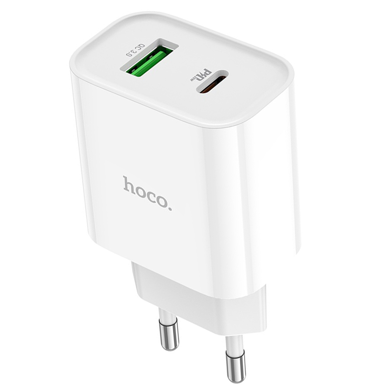 Củ sạc nhanh PD20W Hoco C80A Plus cổng Type-C / USB hỗ trợ QC3.0 chân tròn