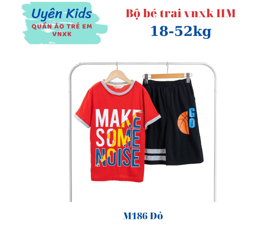 (18-54kg) Bộ đồ bé trai vải xuất vnxk HM  vải cotton xuất khẩu mềm mỏng thoáng mát in hình các nhân vật hoạt hình, khủng long, xe đua, siêu nhân