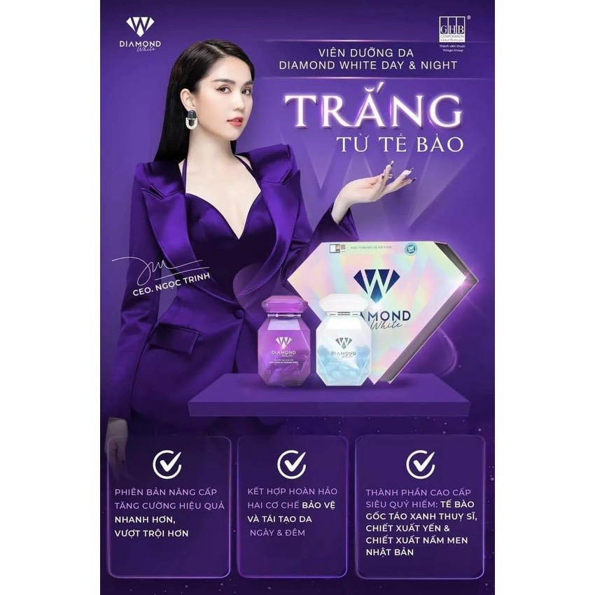 Viên uống trắng da Diamond White (chính hãng Nguyên Tem)