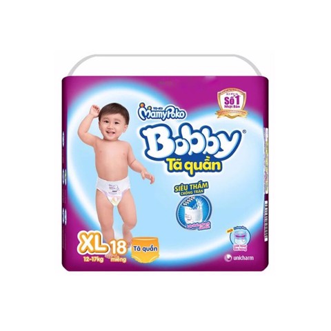 Bỉm Bobby quần (sz:XL18 12 - 17kg 18 quần)
