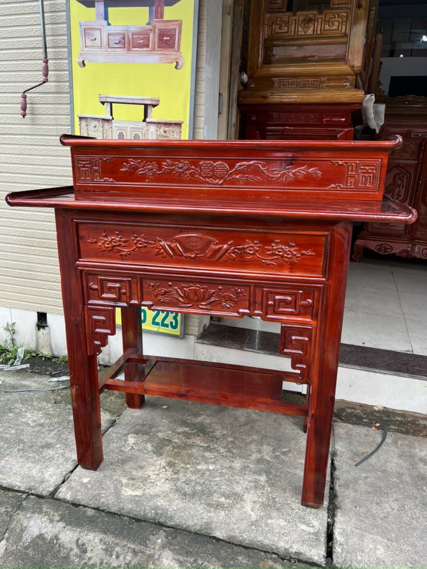 Bàn thờ bàn cúng-bàn phật-bàn gia tiên 2 tầng ngang 1m54 gỗ tràm bông vàng bb