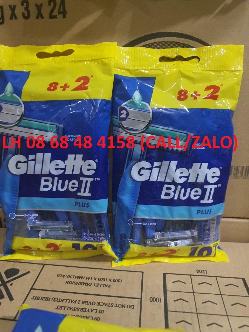 2 túi Dao cạo râu Gillette  Blue II plus 8+2 (nhiêu loại)
