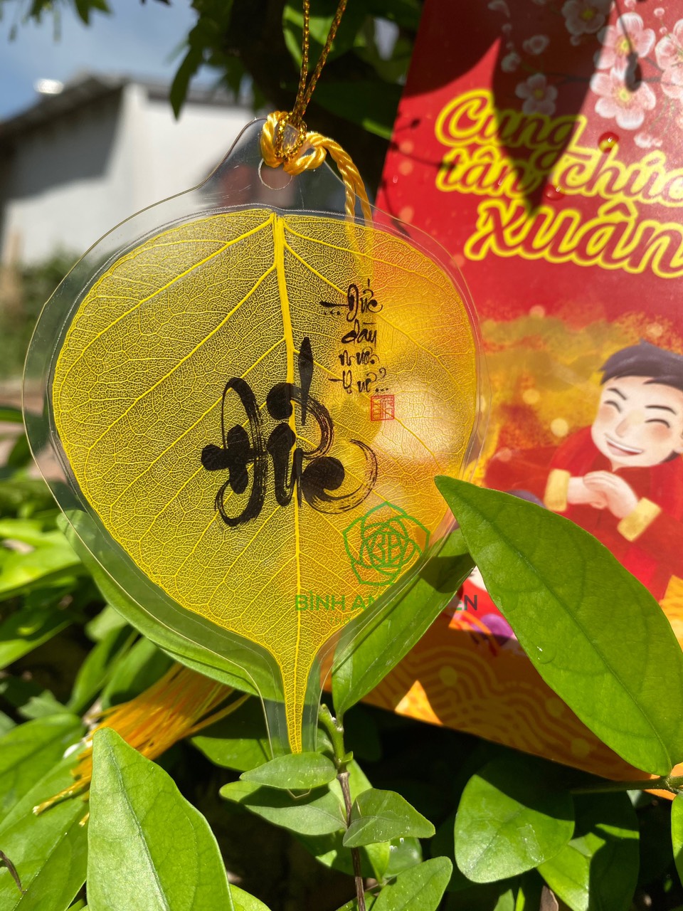 [HCM]Lá bồ đề thư pháp ĐỨC-ĐỨC DÀY MUÔN THUỞ- Cực đẹp