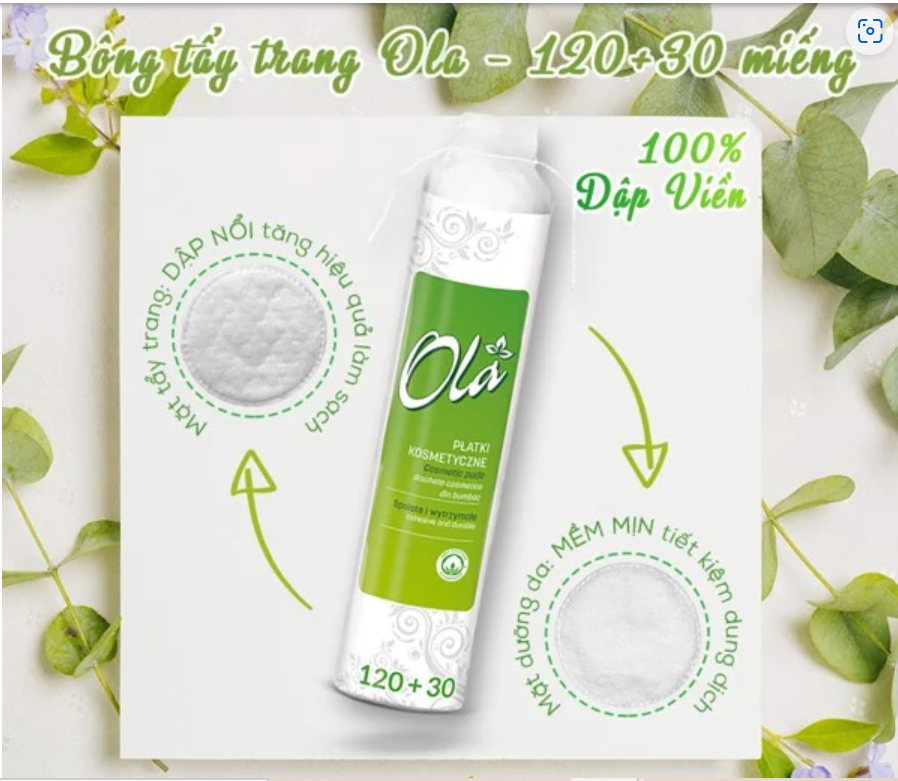 Bông tẩy trang cotton Ola 150 miếng