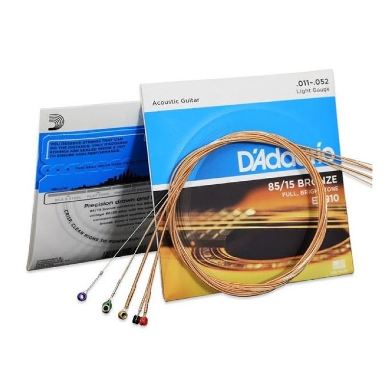 Bộ Dây Đàn Guitar Acoustic Chính hiệu D'Addario EZ910, âm thanh rõ nét chuẩn, Loại SIZE từ 011-052 ( hình thật )