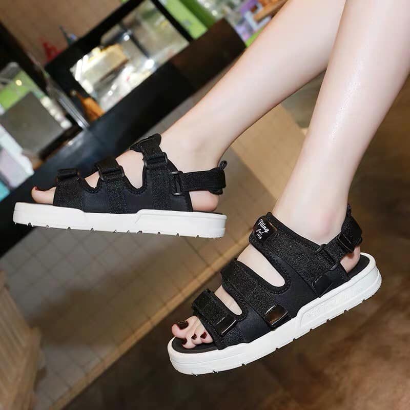 HOÀN TIỀN 15% - Dép quai hậu quai dán 3 quai cực mềm và êm chân sandal học sinh đính hoa cúc cực xinh đế cao su nhẹ mềm và êm chân