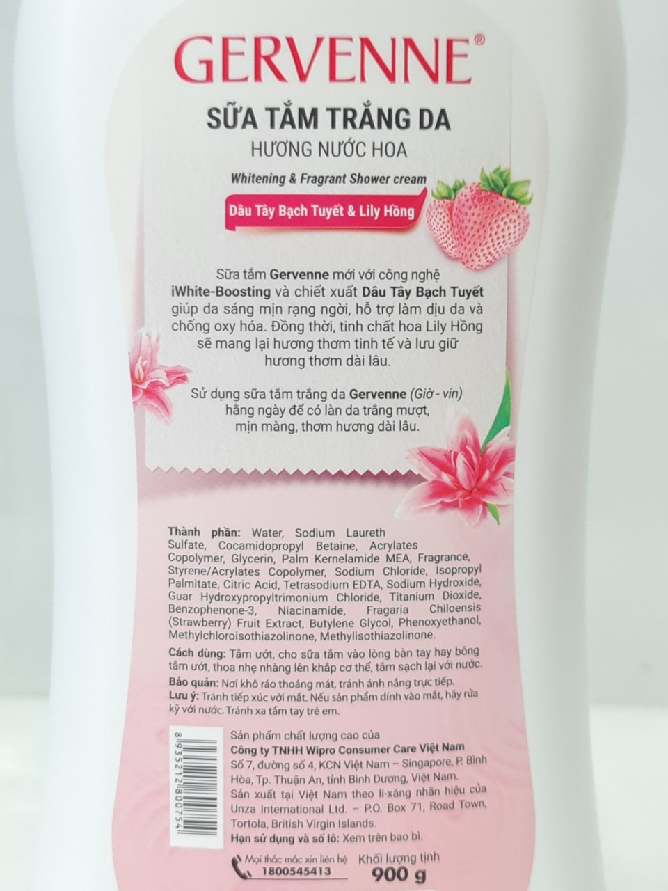 Sữa Tắm Dê Dưỡng Ẩm Trắng Da GERVENNE 900g