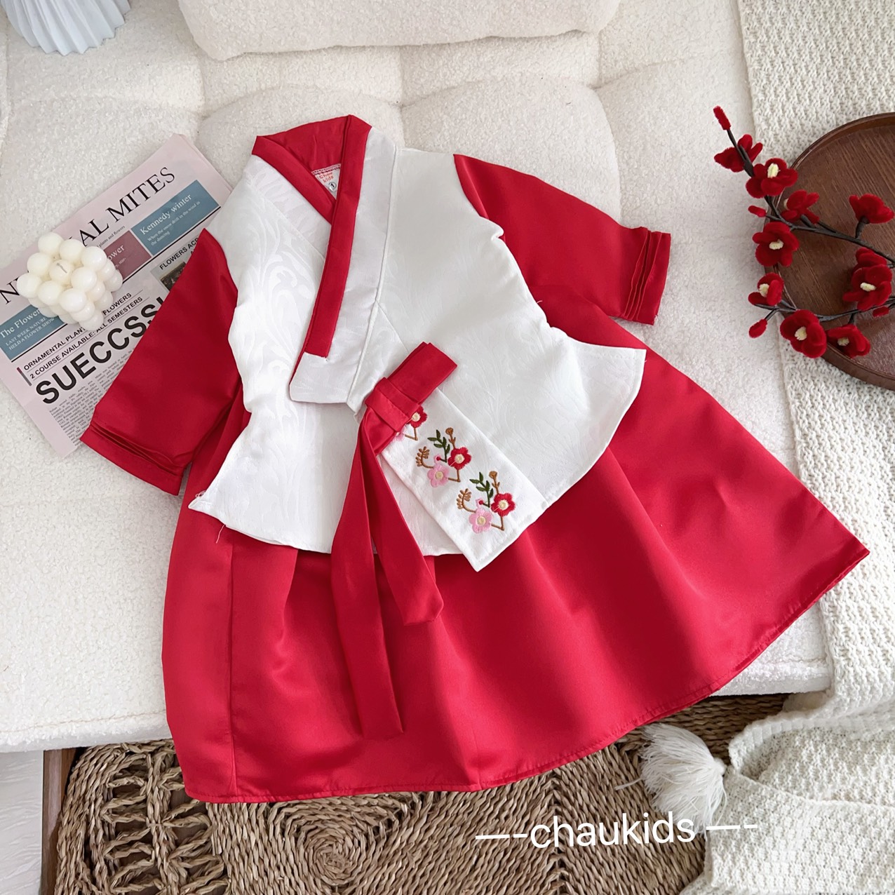 Đầm hanbok cho bé gái - váy hanbok cho bé gái gồm cài tóc chất phi mềm mát - đầm hanbok hàn quốc cho bé gái - đồ bé gái sành điệu đẹp xinh