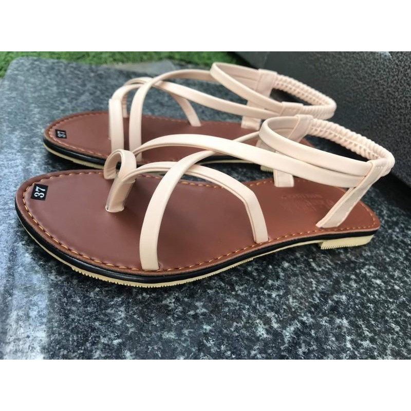 Sandal quai mảnh da trơn