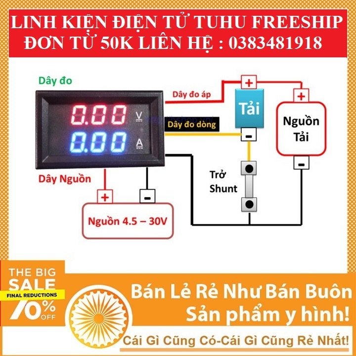 Module , vôn kế đo dòng đo áp 0-100v/10a