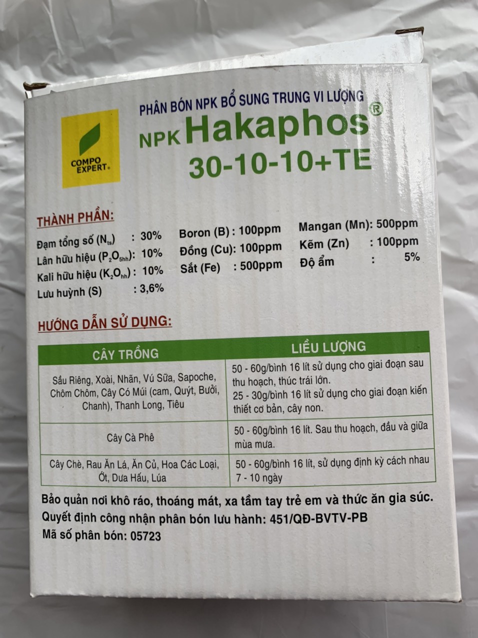 Phân bón lá NPK Hakaphos 30-10-10+TE (250gr/gói)