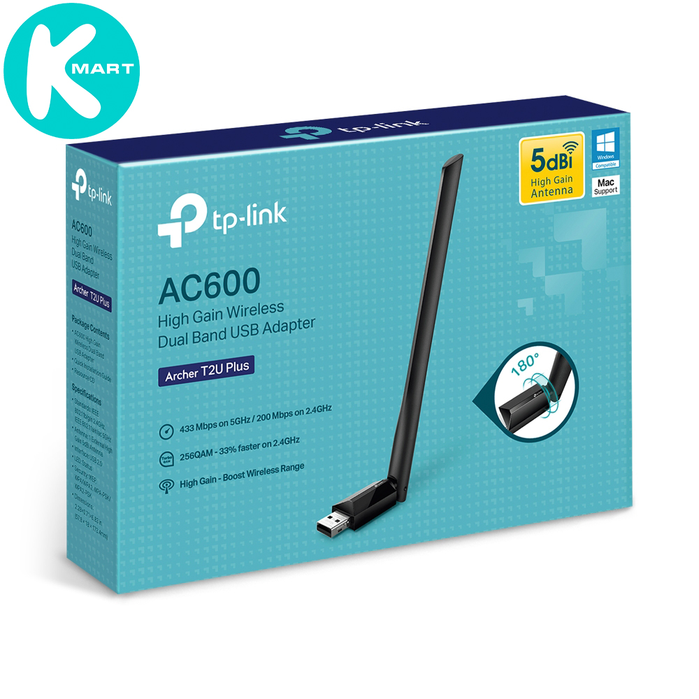 Bộ Chuyển Đổi USB Wifi TP-Link Archer T2U Plus Băng Tần Kép AC600 - Hàng Chính Hãng