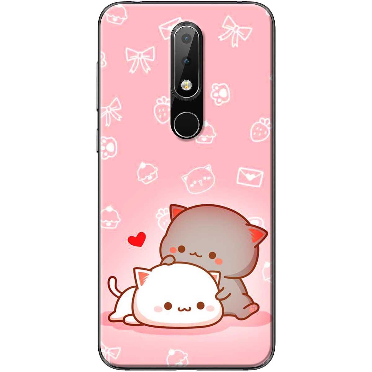 [HCM]Ốp lưng Nokia 6.1 Plus Mèo mập nền hồng